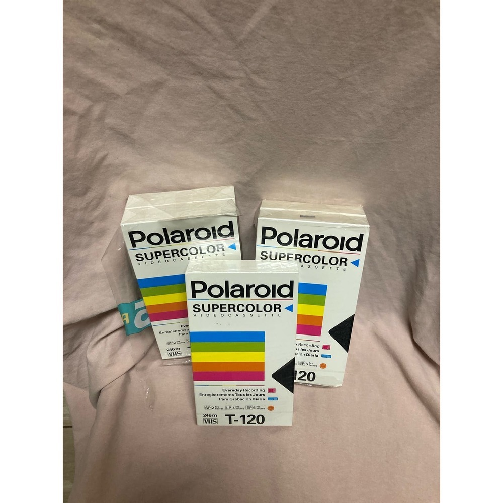 Polaroid Supercolor Blank Video Cassette VHS Tapes T-120 Lot of 5 (SEALED)